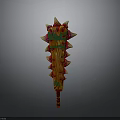 Vibrant Colored Spiked Weapon Design With Orange Red Green Patterns And Decorative Stripes