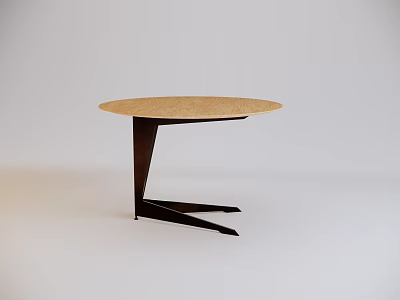 Modern Round Table With Light Colored Top And Black Geometric Legs 3d model