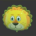 Cartoon Lion With Big Blue Eyes Smiling Face Yellow Body And Orange Mane Balloon Design