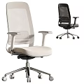 Modern Office Chair With Mesh Back Armrests And Wheeled Base In Light Gray And Black