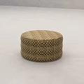 Round Woven Stool With Beige Dark Brown Pattern For Modern Interior Decor 3d model