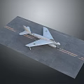 Military Airplane Model On Gray Runway With Yellow Lines And Cross Markings