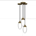 Elegant Modern Three Crystal Pendant Lights With Golden Top Hanging Design