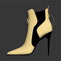 Gold And Black Ankle Boots With Pointed Toe Stiletto Heel And Spliced Design