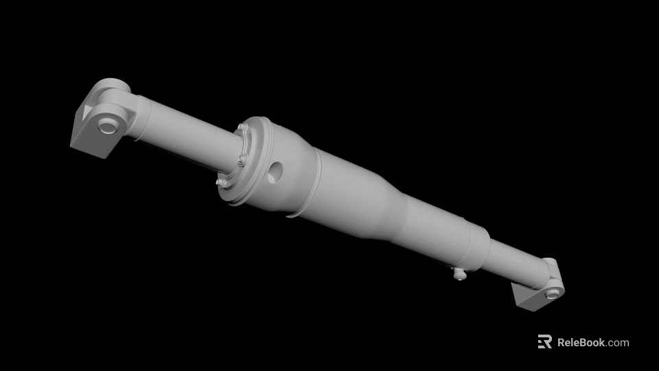 Industrial Mechanical Shaft Component With Cylindrical Body And Bolted Connector Ends 3d model 