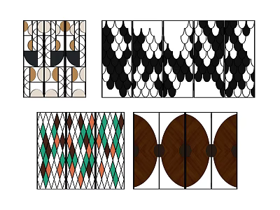Modern Decorative Screens With Geometric Patterns And Artistic Colorful Designs 3d model