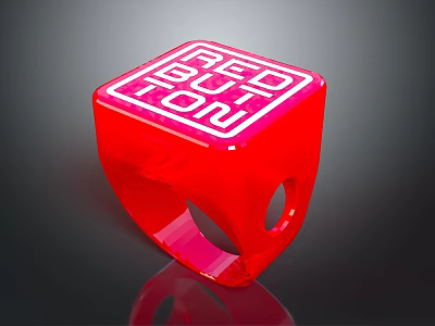 Red Cube Shaped Button Practical Daily Life Product With White Text 3d model