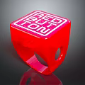 Red Cube Shaped Button Practical Daily Life Product With White Text