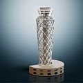 Modern Tower Architectural Model Featuring Grid Structure Circular Base and Windows