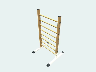 Multifunctional Sports Training Equipment With Multiple Yellow Horizontal Bars White Frame And Black Foot Pads 3d model