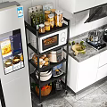 Modern Black Metal Bathroom Cabinet Rack With Storage Shelves For Toiletries And Towels