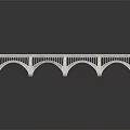 White Arch Bridge Model With Multiple Arches On Black Background And Reflection 3d model