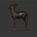 Vintage Metallic Deer Sculpture Standing On Square Base With Elegant Smooth Finish