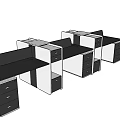 Modern Modular Office Work Desks With Drawers And Storage Cabinets 3d model