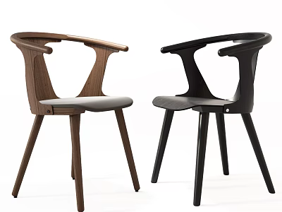 Modern Single Chair Design With Brown Black Wooden Frame Armrest And Slim Legs 3d model