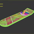 Vibrant Pink Skateboard For Daily Use With Colorful Patterns Green Accents And Yellow Details