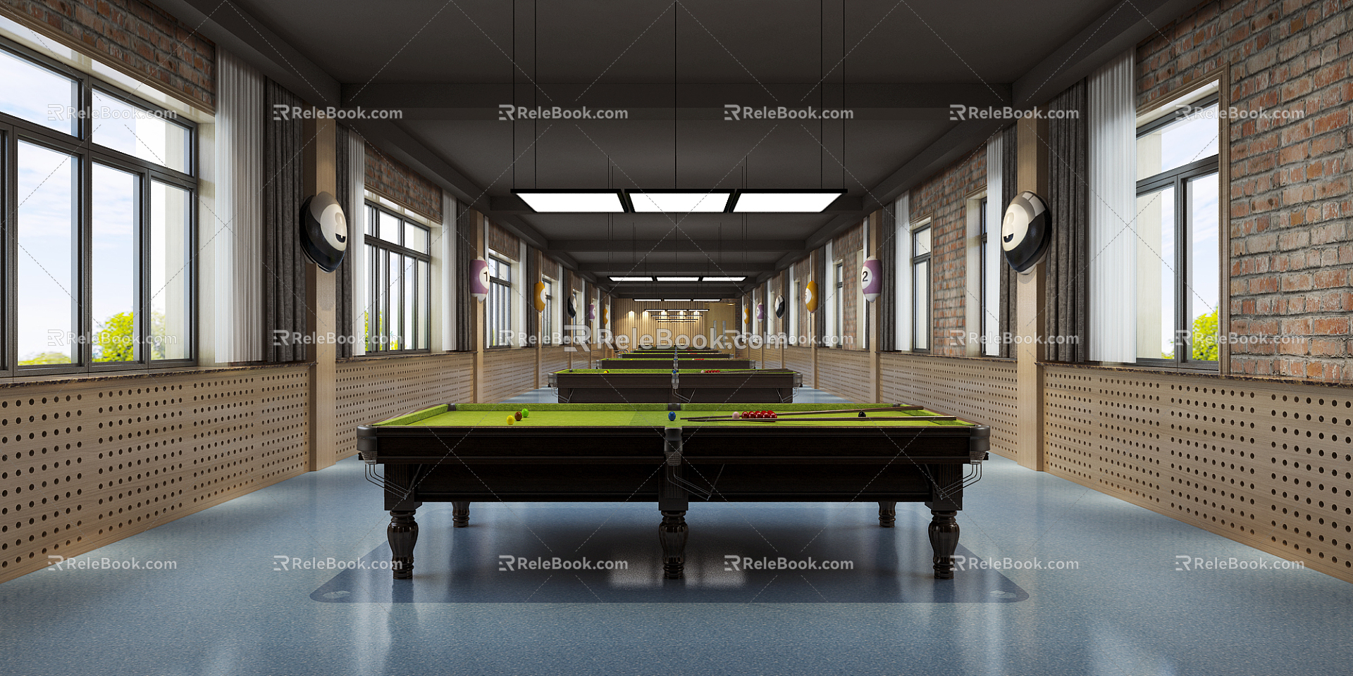 Industrial LOFT Billiard Room 3d model