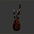 Classic Vintage Handcrafted Leather Bagpipe With Decorative Design And Wooden Pipes