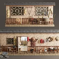 Traditional Rural Garden Decor With Miniature House Bamboo Fence And Hanging Items