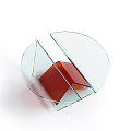Modern Glass Coffee Table Featuring Transparent Top And Purple Base Design