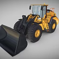 Yellow Heavy Duty Loader With Front Bucket Large Tires And Operator Cab