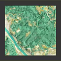 3D Topographic Landscape Model With Green Vegetation Yellow Terrain And Blue River