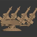 Military Weapon Model With Multiple Missile Launchers Wooden Structure And Circular Base