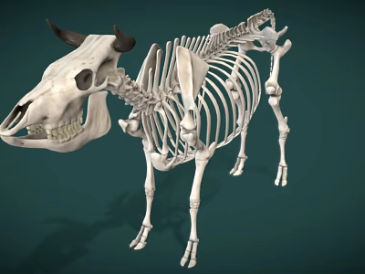 Realistic Cow Skeleton 3D Model with Detailed Anatomical Structure and Horns 3d model