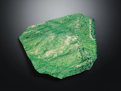 Green Hilly Terrain Model With Rolling Landscapes And Winding Paths 3d model
