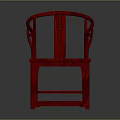 Red Chinese Traditional Wooden Chair With Curved Back And Armrest Design