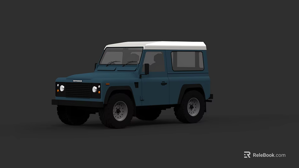 Blue Off Road Car With White Roof Classic Design And Black Accents 3d model 