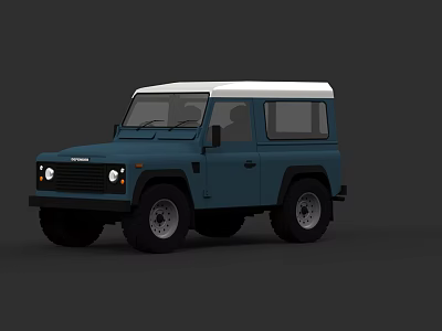 Blue Off Road Car With White Roof Classic Design And Black Accents 3d model