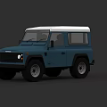 Blue Off Road Car With White Roof Classic Design And Black Accents