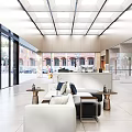 4S Dealership Modern Showroom Interior With Reception Desk And Customer Lounge Area