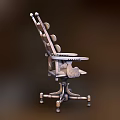 Sturdy Wooden Office Chair With Armrests Metal Frame Rolling Wheels And Comfortable Seat Backrest