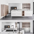 Modern Kitchen Design With White Cabinets And Wooden Storage Shelves