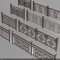 Chinese Style Ornate Railings With Various Carved Patterns And Traditional Designs