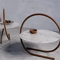 Stylish Coffee Tables Featuring Circular Wooden Frames White Tabletops And Decorative Vases