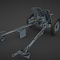 Military Towed Artillery Weapon With Metal Structure Large Wheels And Long Barrel