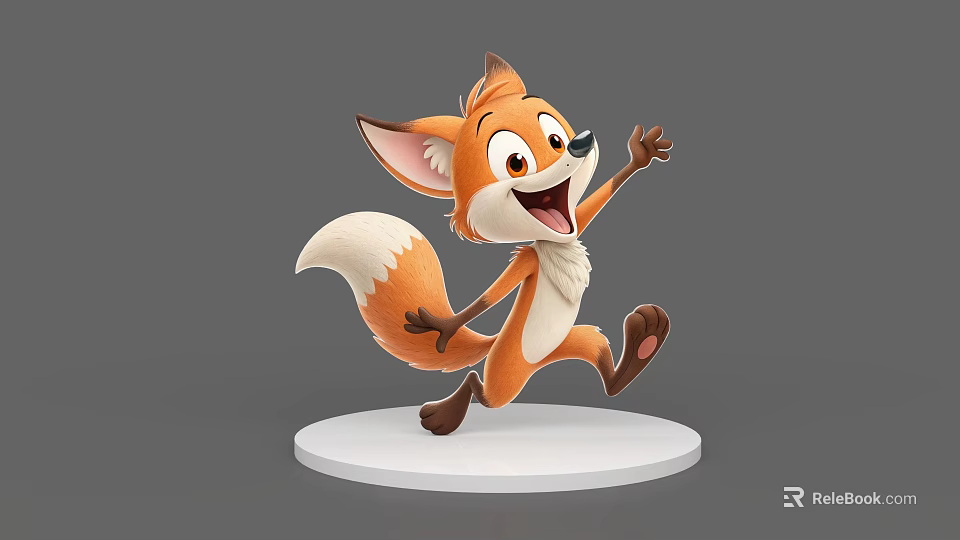 Playful Cartoon Reptile Lizard With Smiling Face Waving Arm On White Base 3d model 