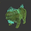 Mythical Creature With Green Brown Skin Plant Like Mane Open Mouth Sharp Teeth Stocky Limbs