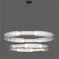 Modern White Double Ring Chandelier with Circular Design and Sleek Hanging Structure 3d model