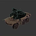 Sand Colored Wheeled Tank With Turret And Weapon System On Gray Background 3d model