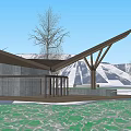 Modern Post Station Public Building Visitor Center Building Exhibition Hall Small Public Building Cafe Building Post Station Building 3d model