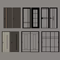 Various Sliding Doors Styles with Glass Panels and Wooden Frames 3d model