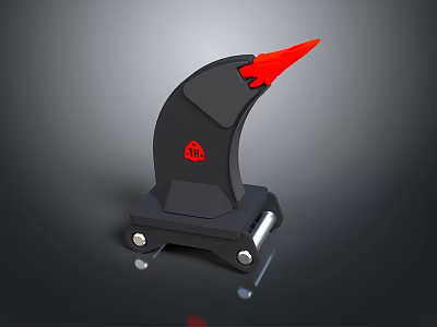 Black Mechanical Component With Red Arrow Red Logo And Metal Base Structure 3d model