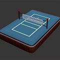 3D Table Tennis Table Design With Blue Surface White Lines And Red Post Net