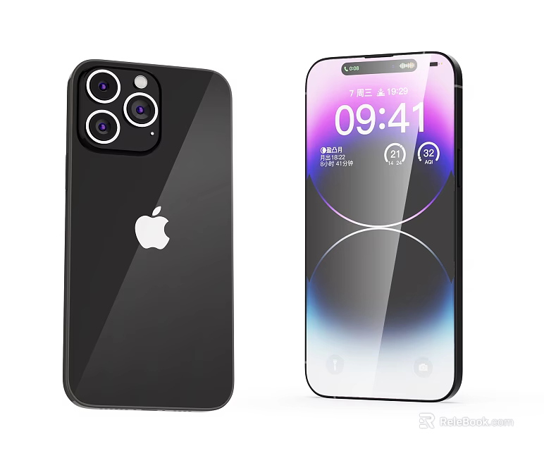 Apple iPhone Black Design With Triple Camera Front Display And iOS Interface Features 3d model 
