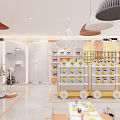 Modern Specialty Store Interior Featuring Shelves Displaying Products Decorative Lights And Bright Space