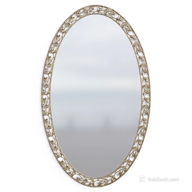 Elegant Oval Mirror With Ornate Gold Frame And Crystal Accents For Home Decor 3d model 